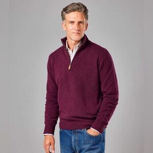 Bonobos Maroon Quarter Zip 100% Lambs Wool Sweater
